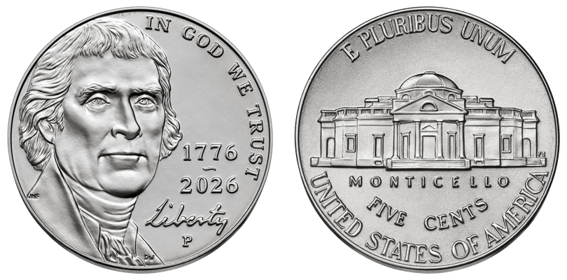 2026 Jefferson Nickel with dual date