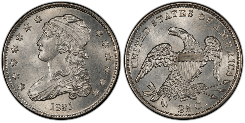 1831 Capped Bust Quarter — Large Letters variety