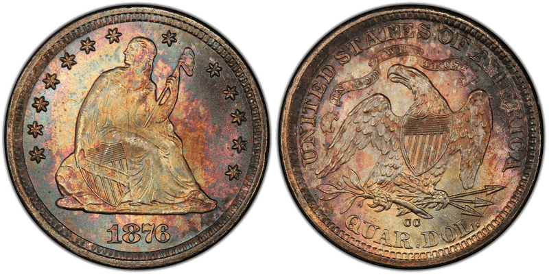 1876-CC Seated Liberty Quarter — Carson City mint mark