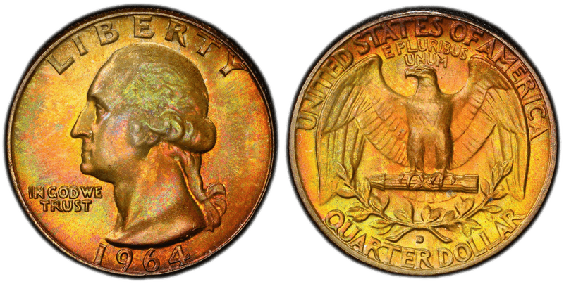 1964-D Washington Quarter — the last year of 90% silver quarters