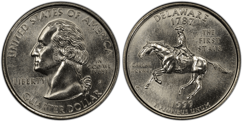 1999-P Delaware State Quarter — the first coin in the 50 State Quarters program