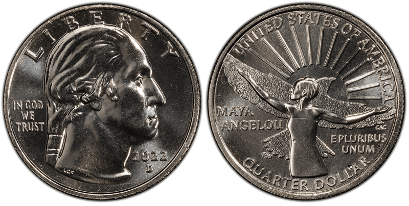 2022-D Maya Angelou Quarter — the first coin in the American Women Quarters Program