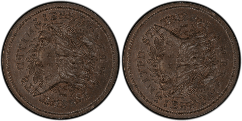 Die clash overlay for 1793 Liberty Cap Left half cent