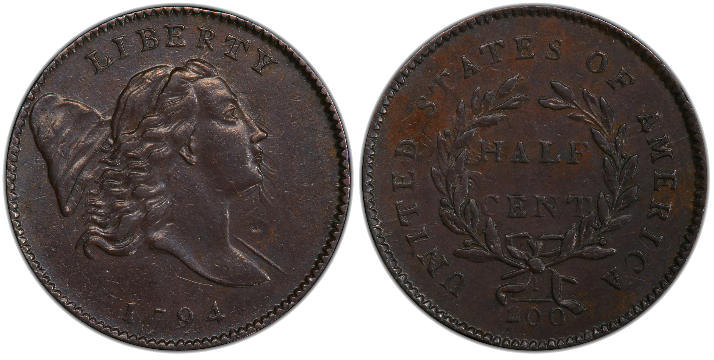 1794 Liberty Cap half cent die clash — second example