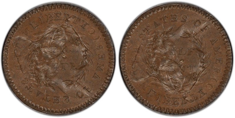 Die clash overlay for 1794 Liberty Cap Right half cent