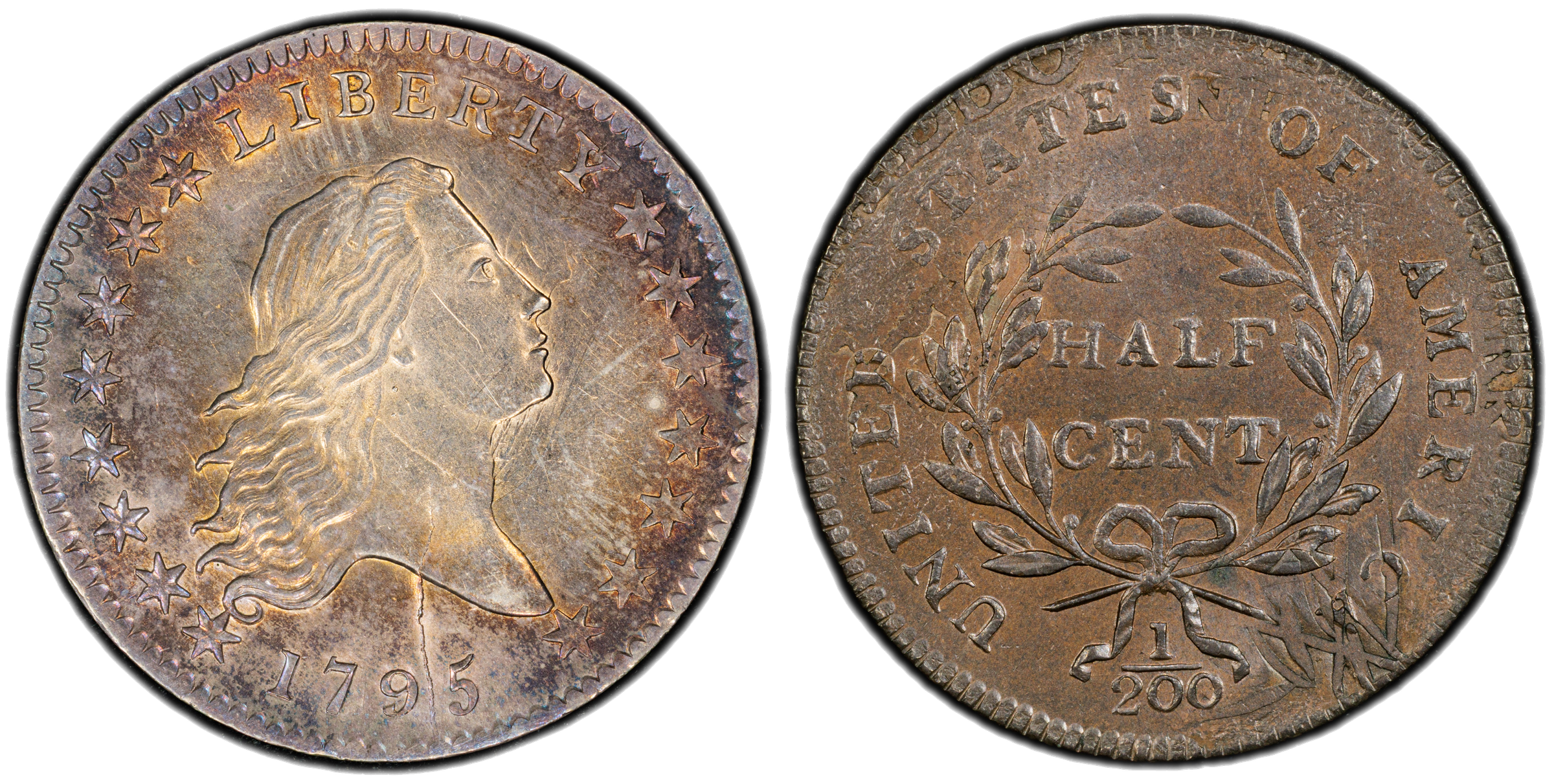 1795 Liberty Cap half cent showing die clash
