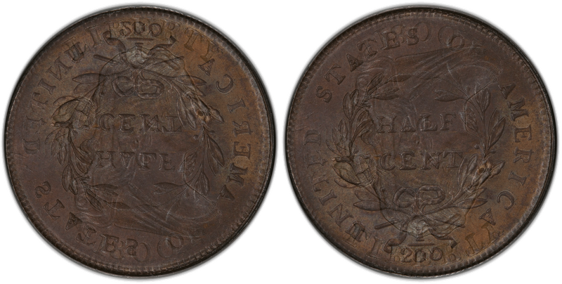 Die clash overlay for 1800 Draped Bust half cent