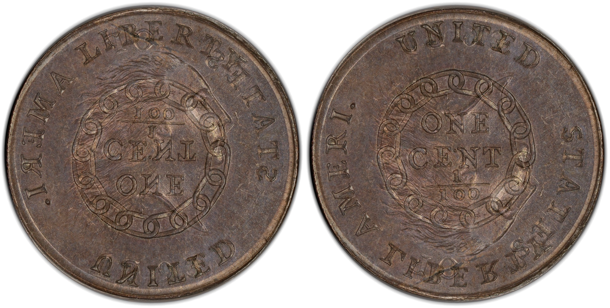 Die clash overlay for 1793 Chain cent