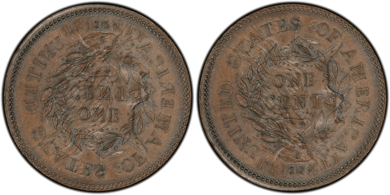 Die clash overlay for 1793 Wreath cent