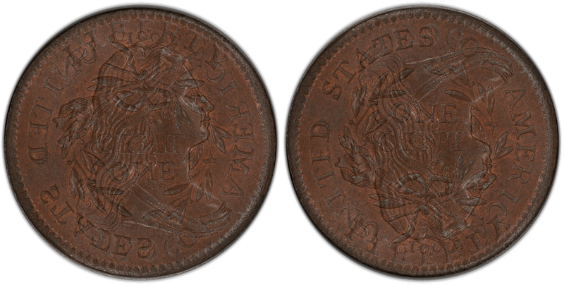 Die clash overlay for 1796 Draped Bust cent
