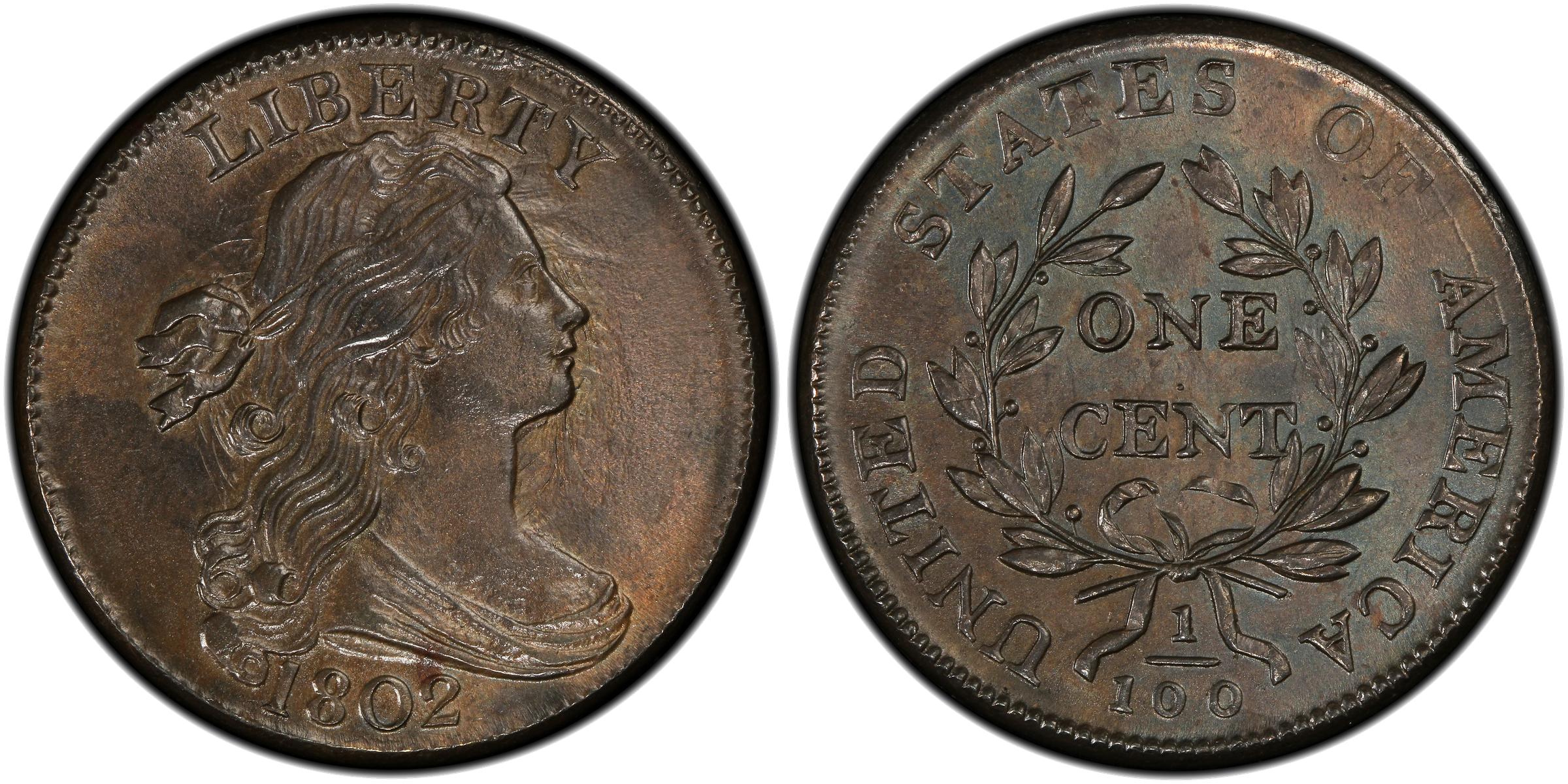 1802 Draped Bust large cent S-227 showing die clash on obverse