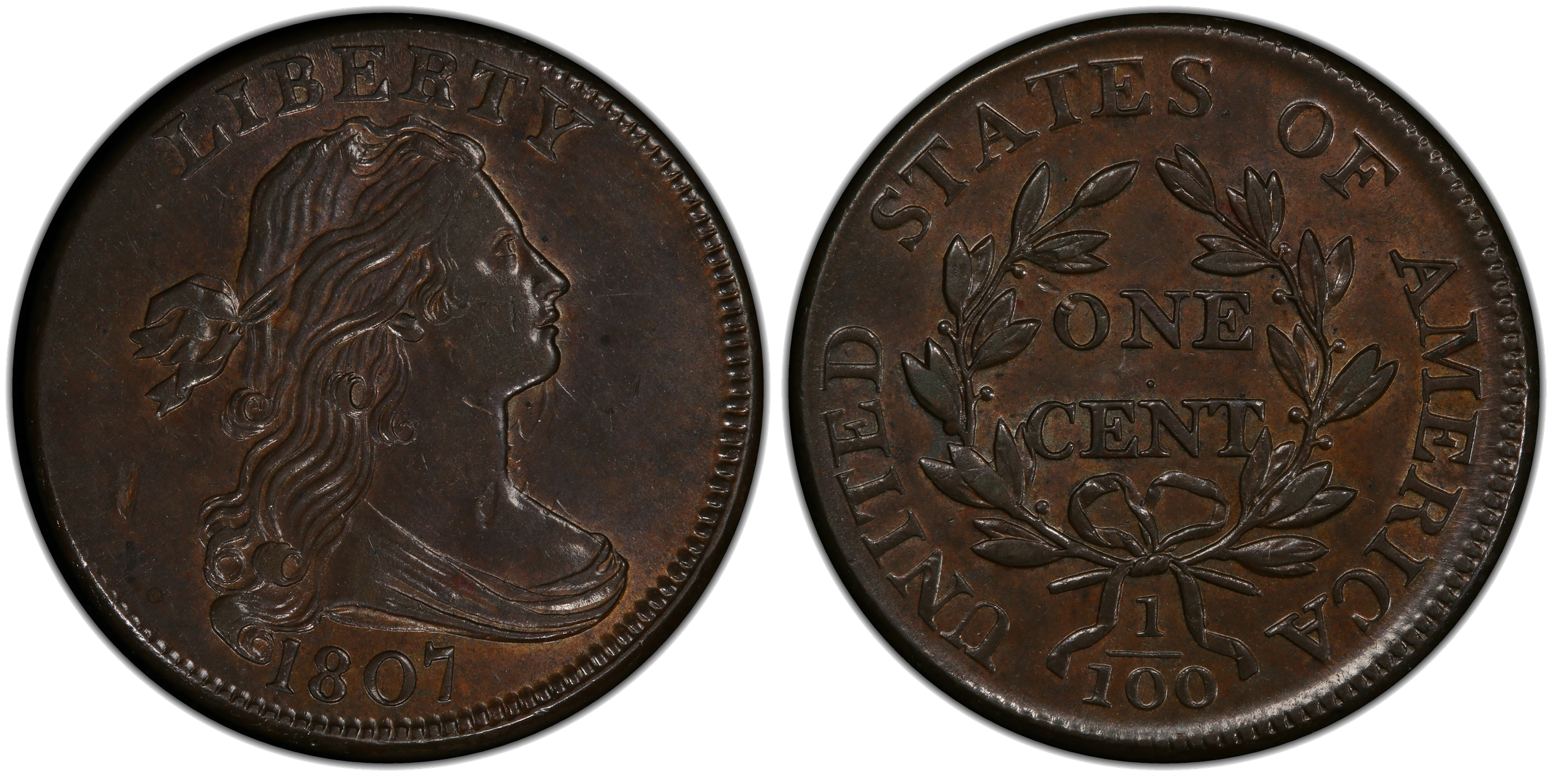 1807 Small Date Large Fraction large cent S-275 showing die clash on obverse
