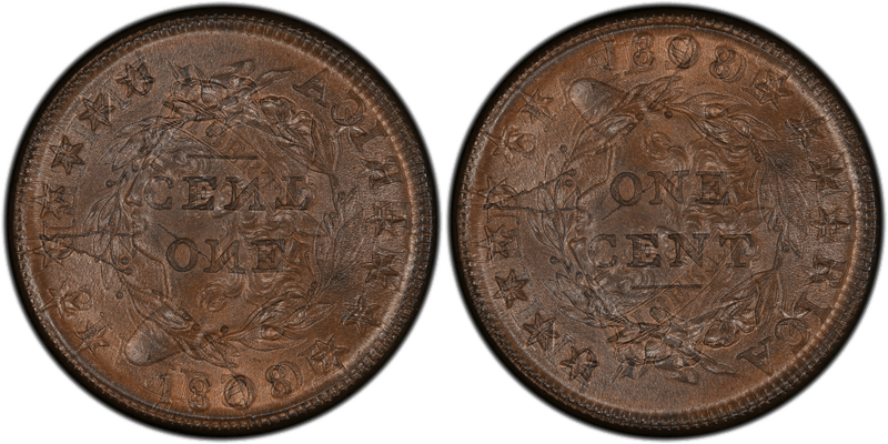 Die clash overlay for 1808 Classic Head cent