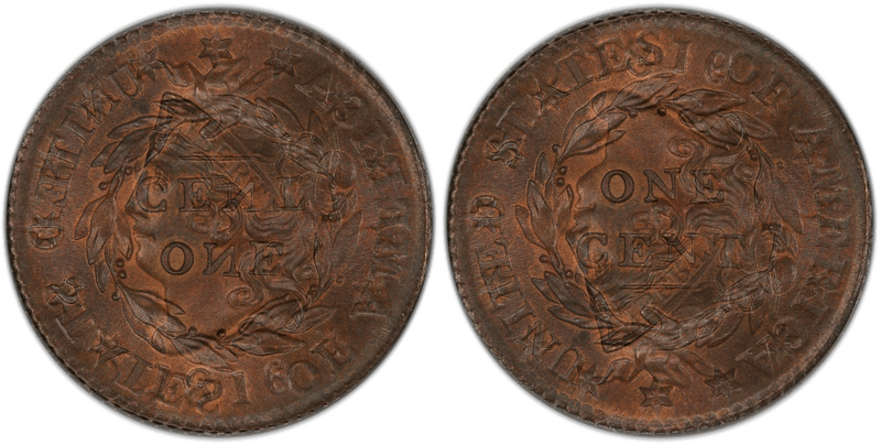 Die clash overlay for 1816 Matron Head Coronet cent