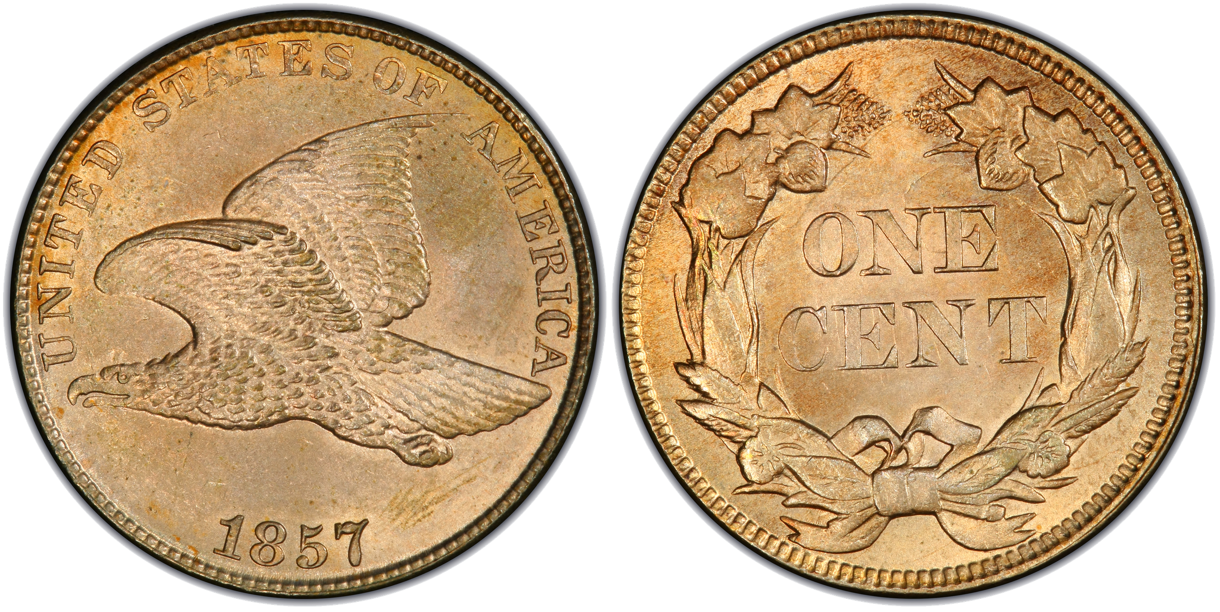 1857 Flying Eagle cent mule die clash with quarter die, FS-901