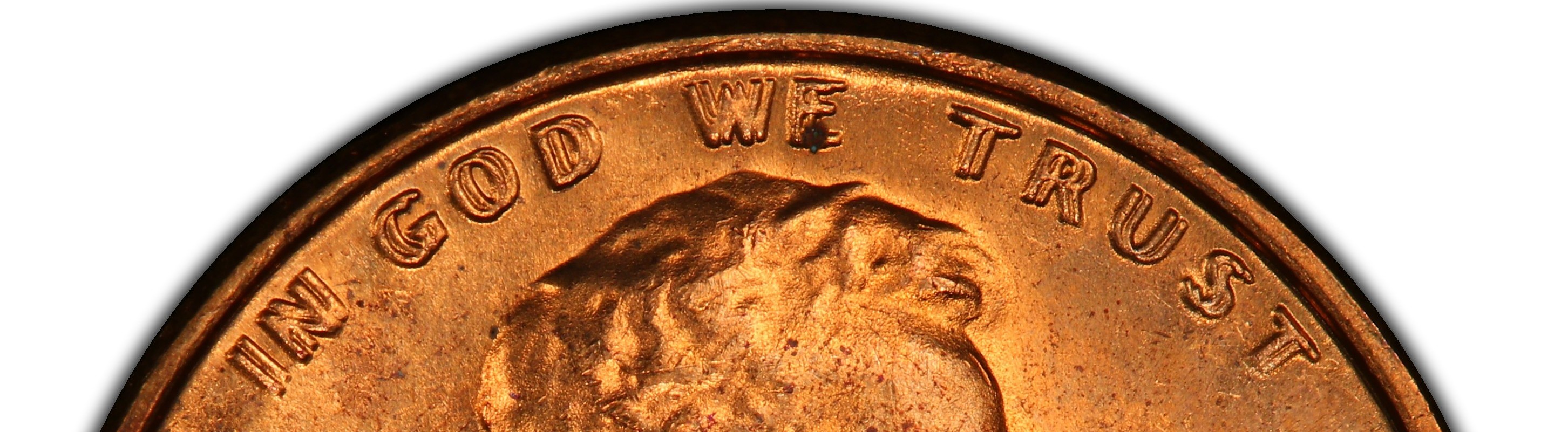 Close-up of IN GOD WE TRUST doubling on 1969-S DDO