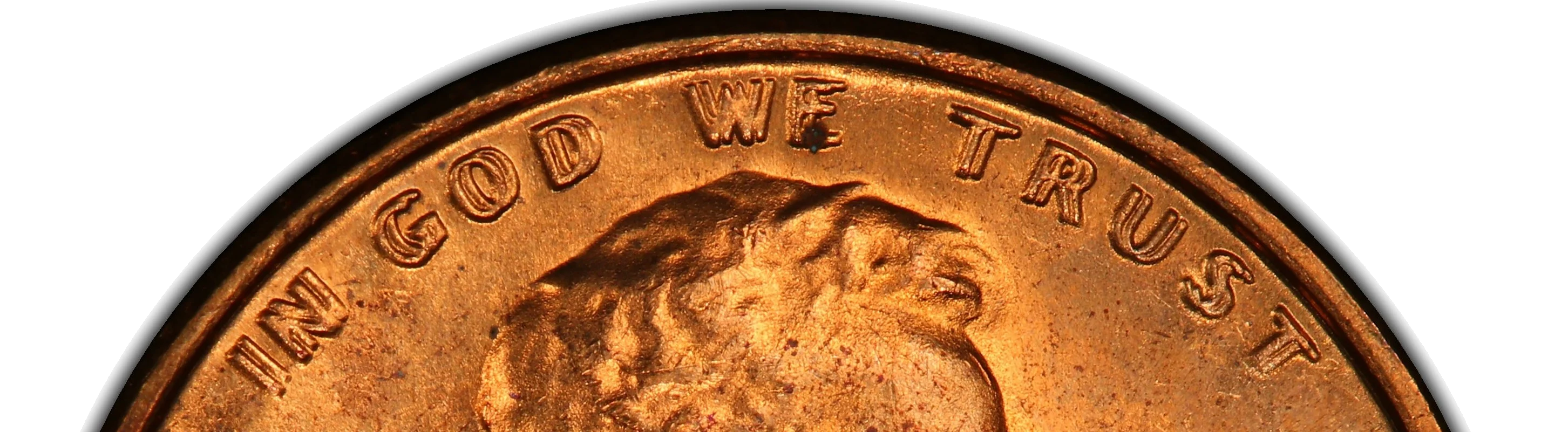 Close-up of IN GOD WE TRUST doubling on 1969-S DDO