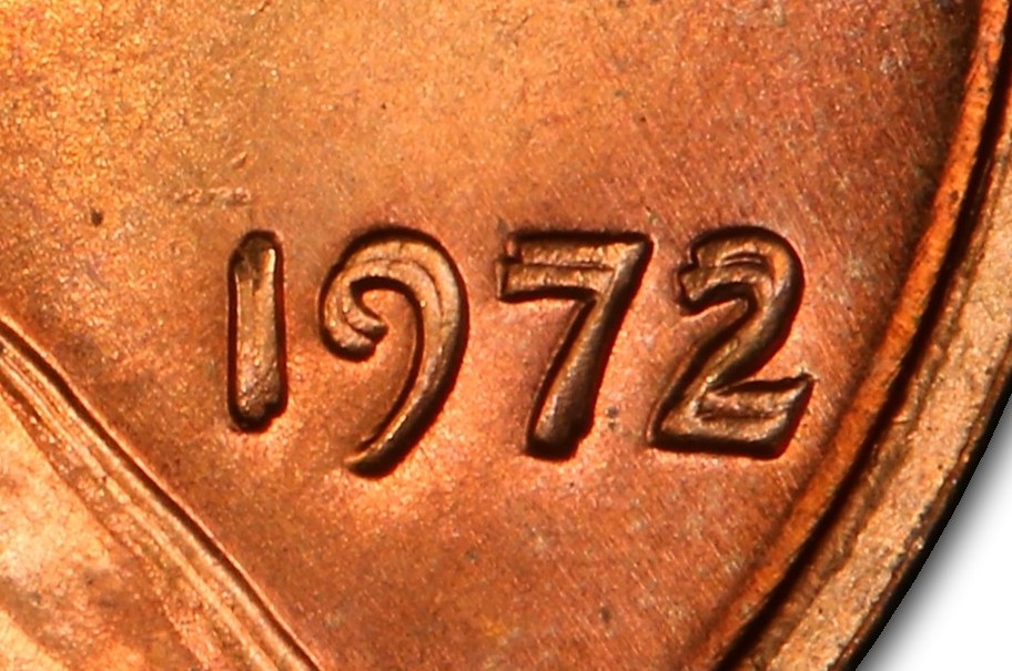 Close-up of date doubling on 1972 DDO