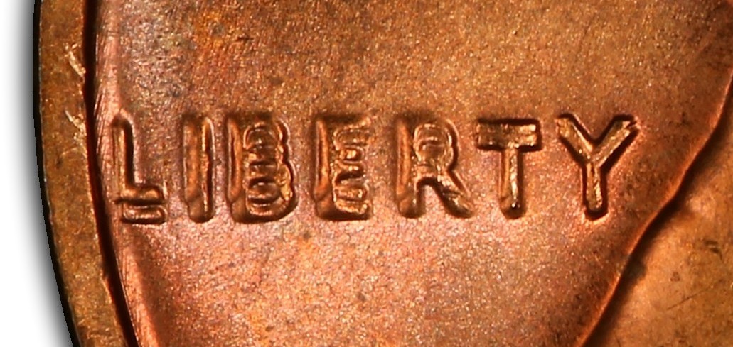 Close-up of LIBERTY doubling on 1972 DDO
