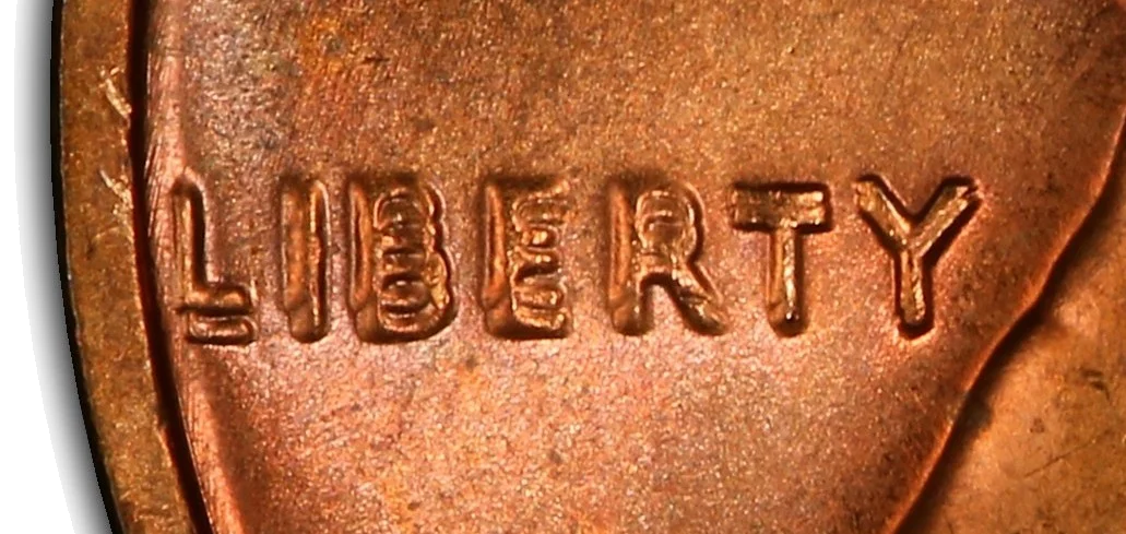Close-up of LIBERTY doubling on 1972 DDO