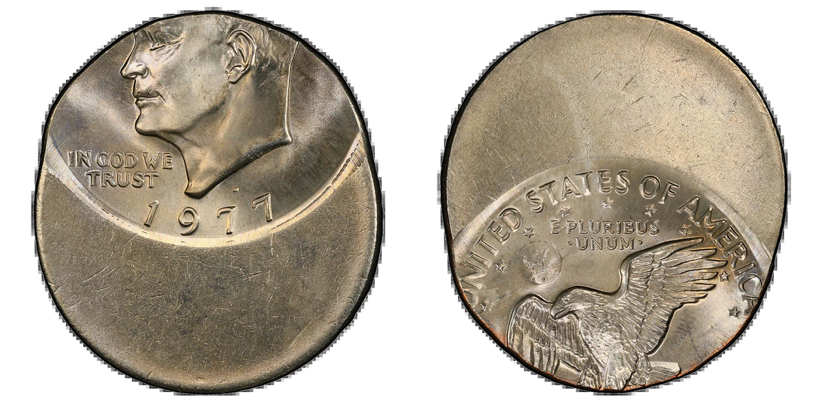 Off-center strike example showing partial design with blank area