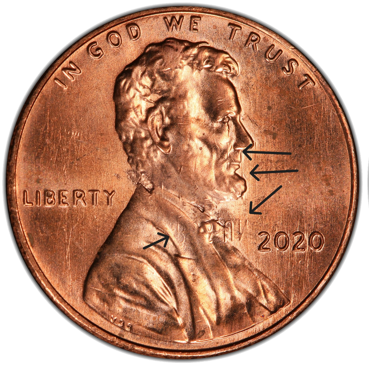 Die clash showing ghost reverse design transferred onto the obverse