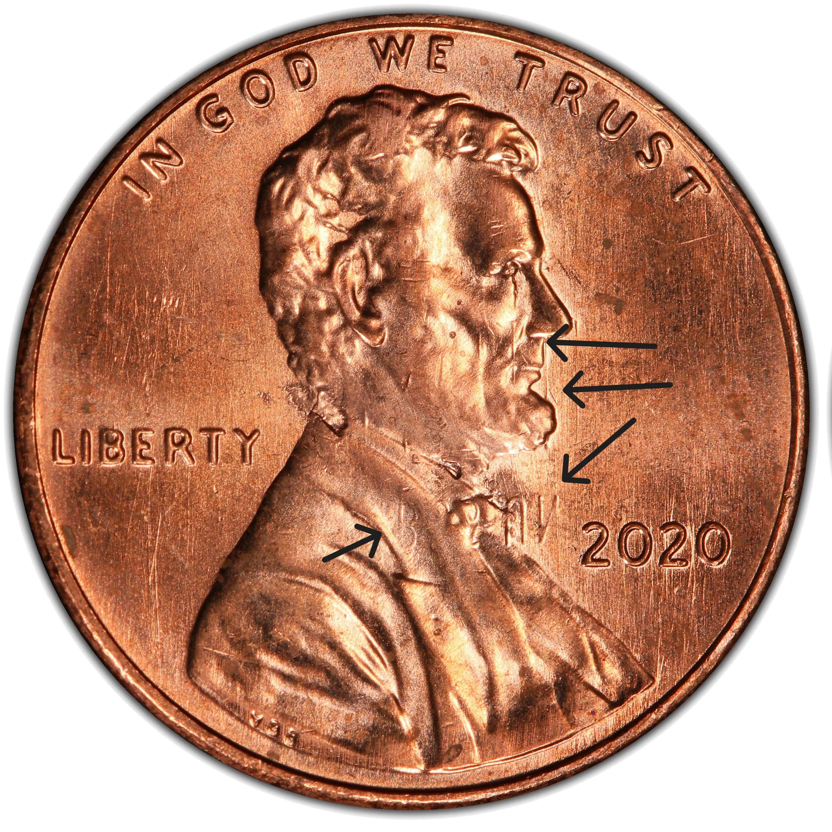 Die clash showing ghost reverse design transferred onto the obverse