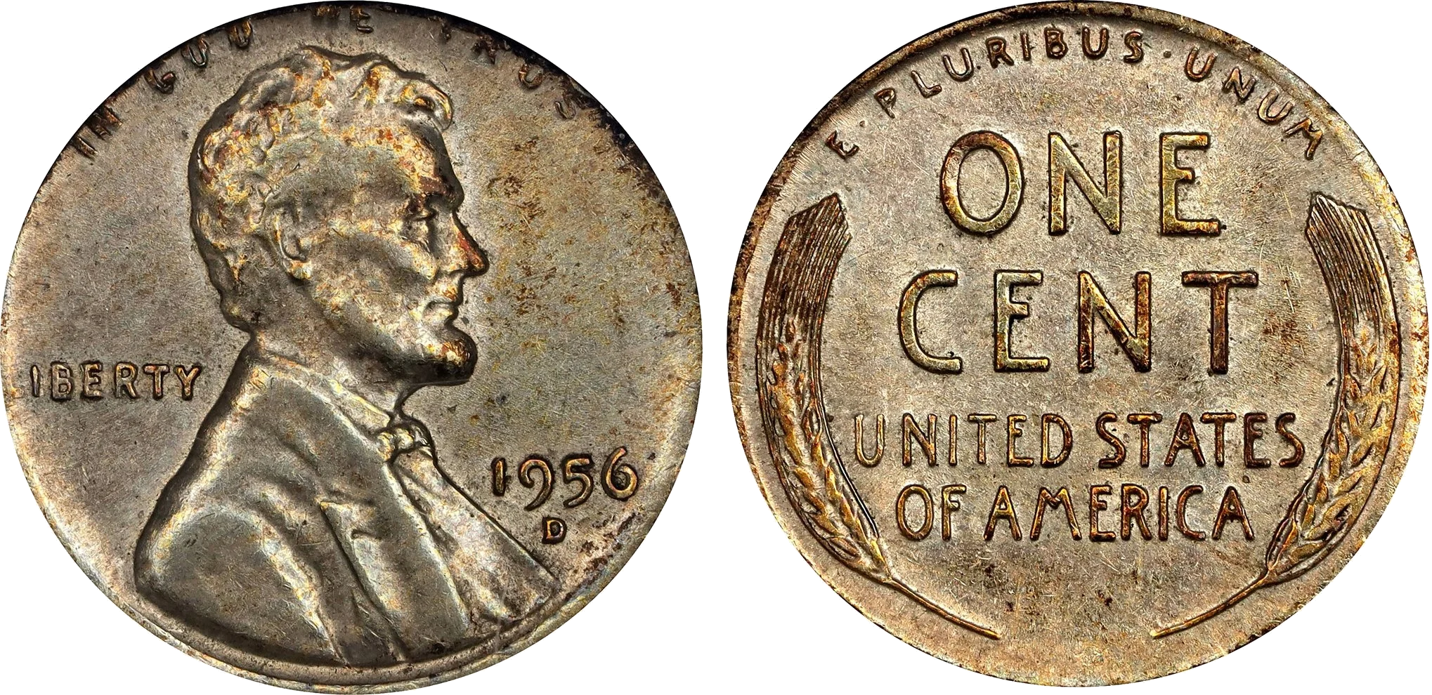Wrong planchet error showing a cent design struck on a dime-sized planchet