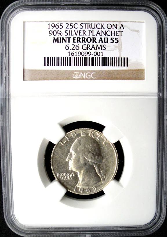 Transitional error coin struck with dies or planchet from a different year or composition