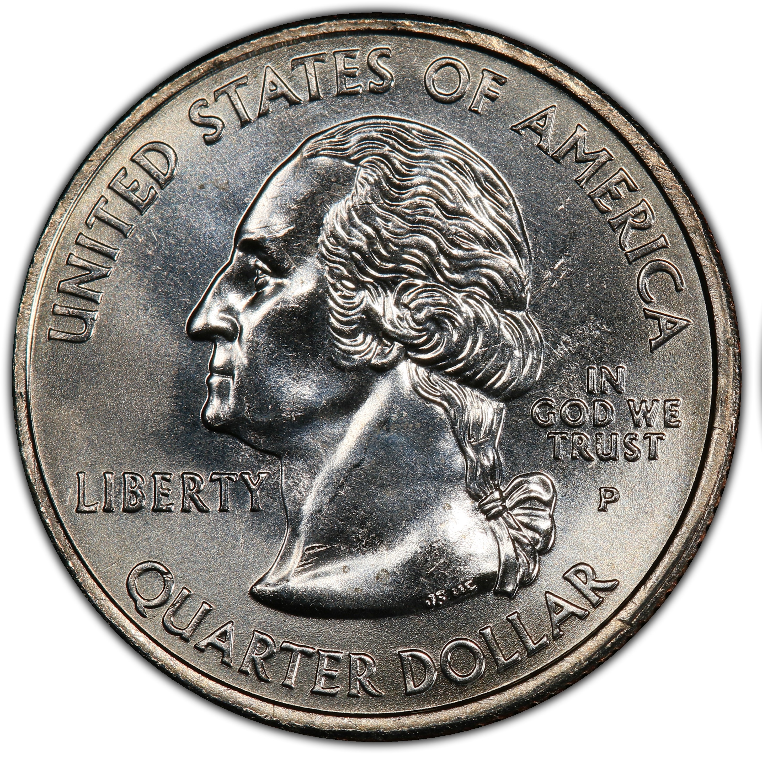 Normal 2005 Kansas quarter obverse showing IN GOD WE TRUST