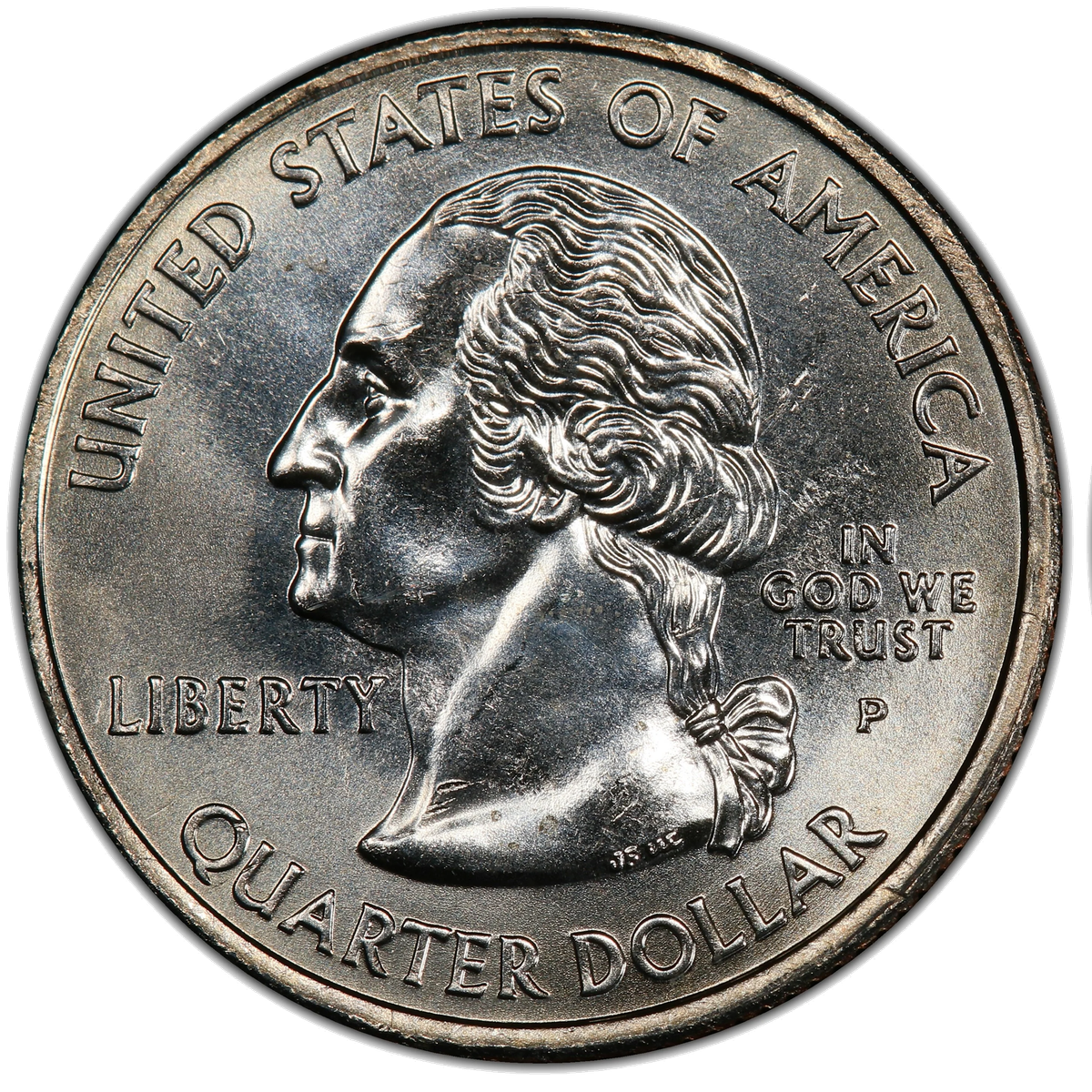 Normal 2005 Kansas quarter obverse showing IN GOD WE TRUST