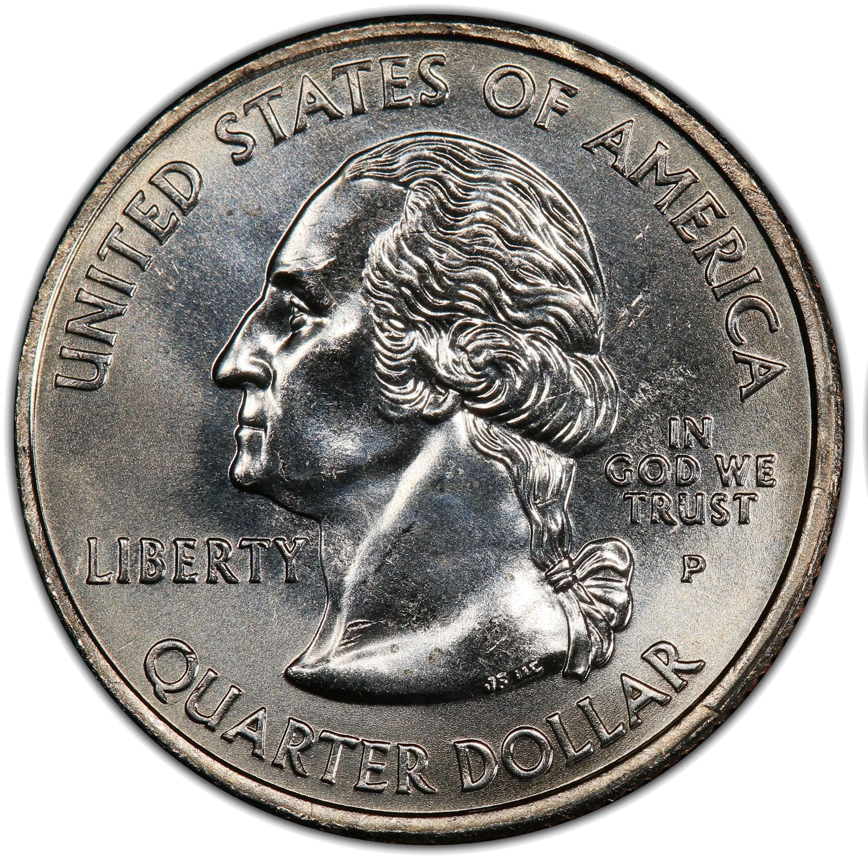 Normal 2005 Kansas quarter obverse showing IN GOD WE TRUST