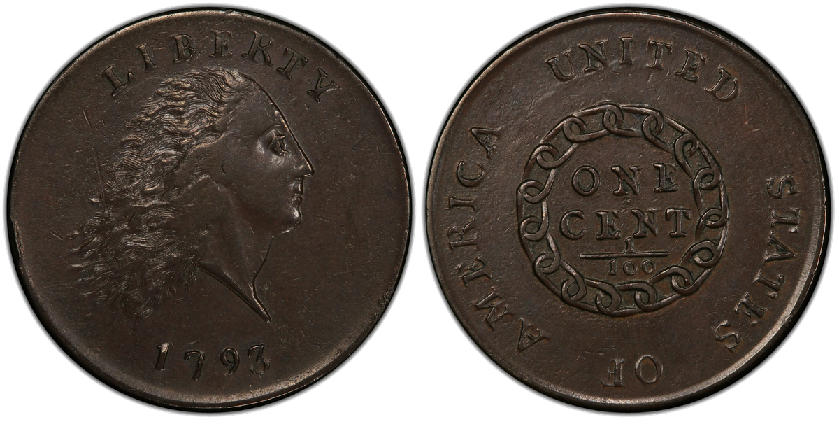 1793 Chain cent obverse and reverse
