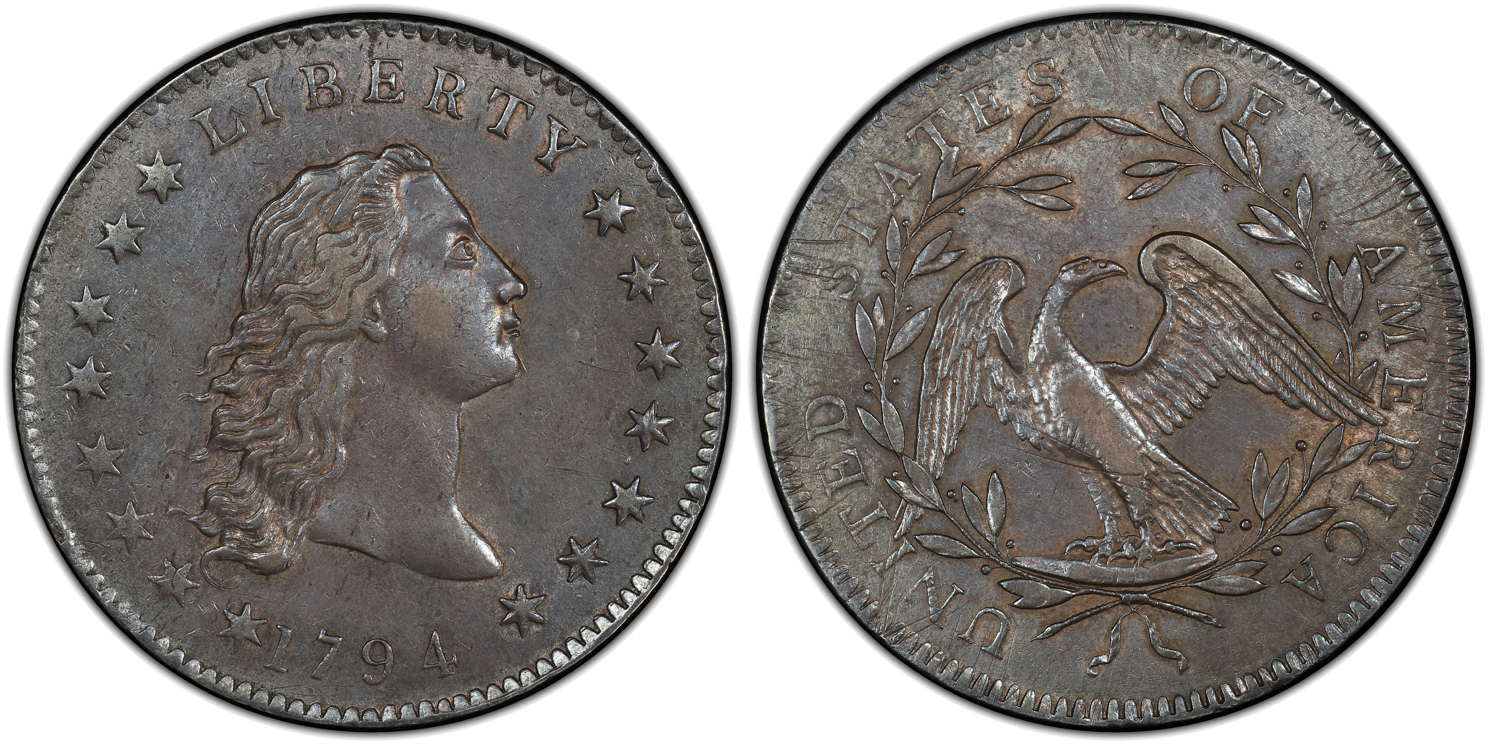 1794 Flowing Hair dollar obverse and reverse