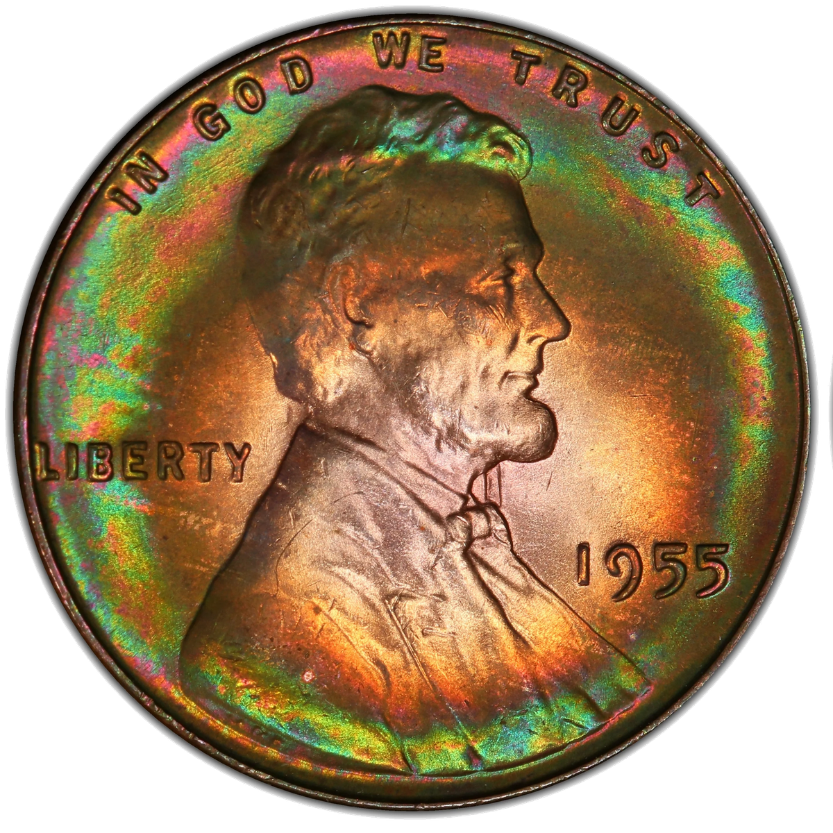 Naturally toned copper cent showing attractive patina