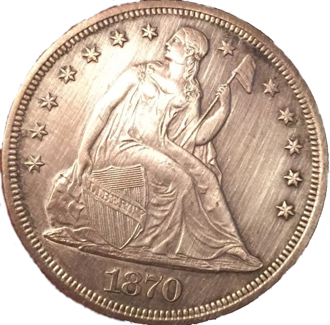 Cleaned coin showing hairline scratches under magnification