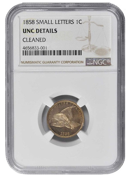 The coin showing the problem that earned a Details grade