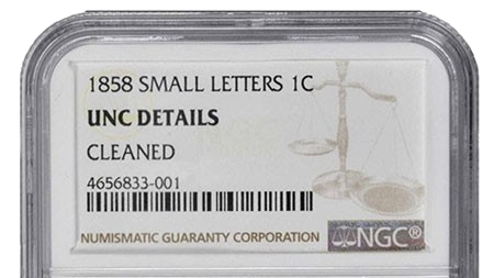 NGC or PCGS Details grade holder label