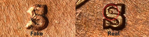 Genuine S mint mark vs. added S mint mark comparison