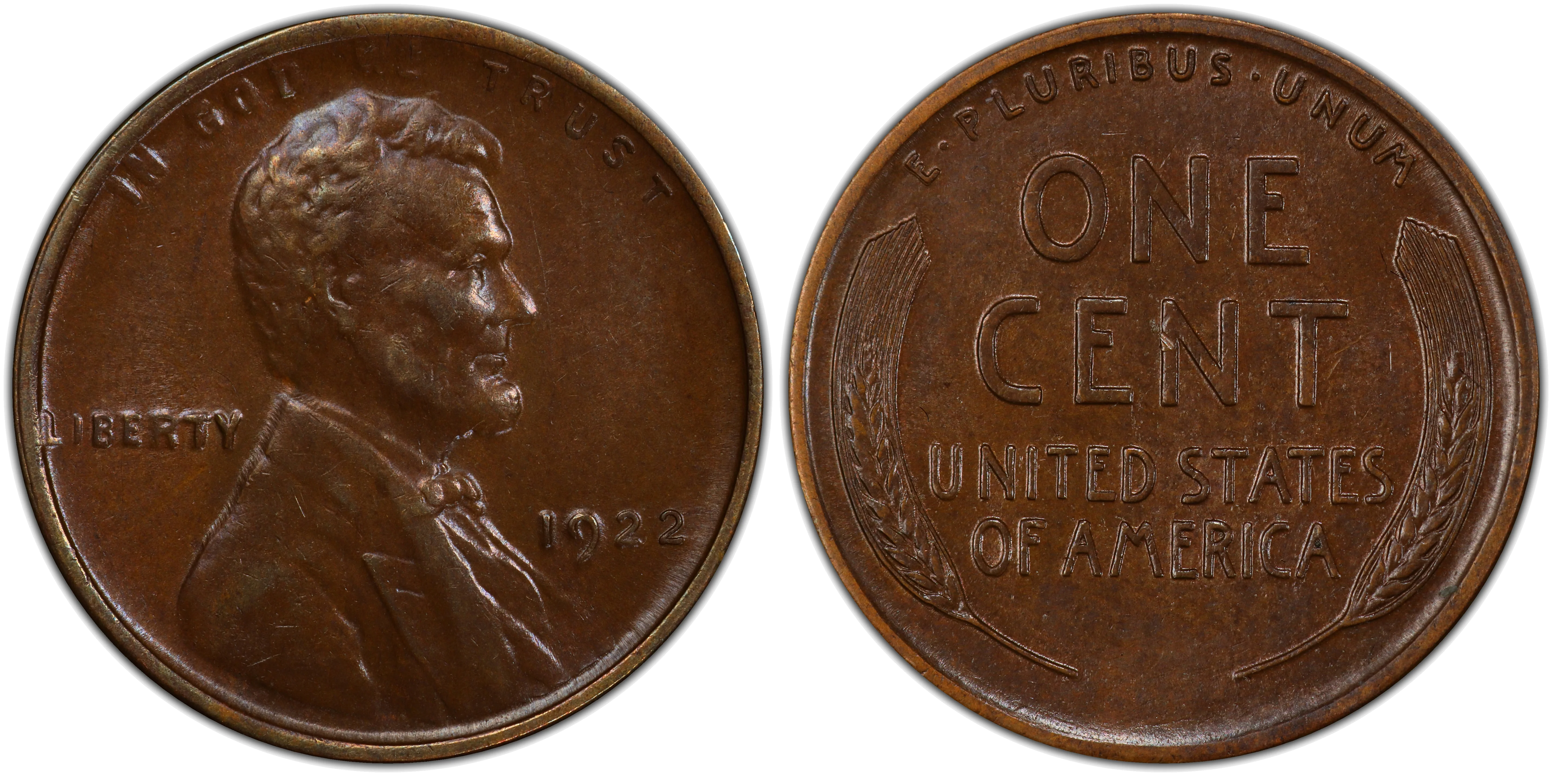 Genuine 1922 No D cent — no trace of mint mark