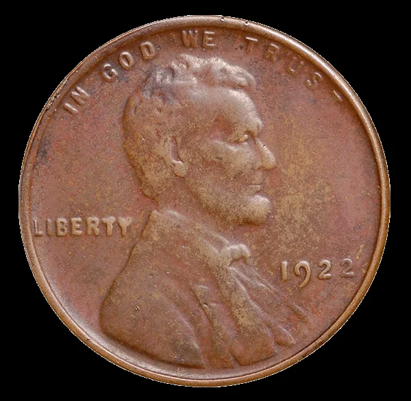 Tooled fake 1922 No D — mint mark area has been altered