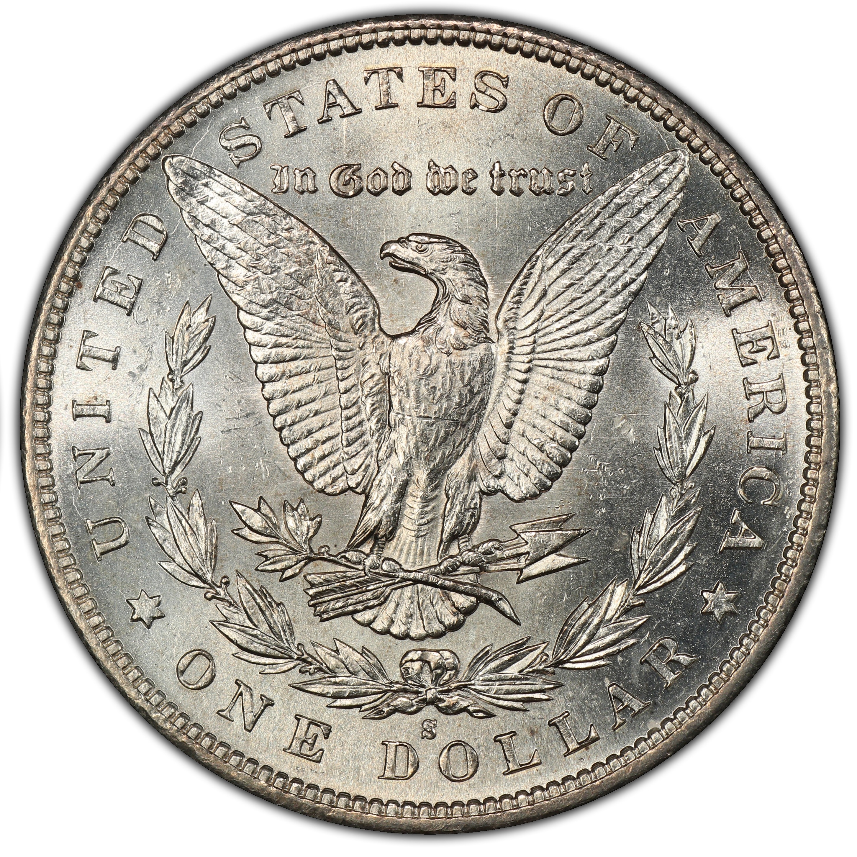 Genuine 1893-S Morgan dollar reverse with S mint mark