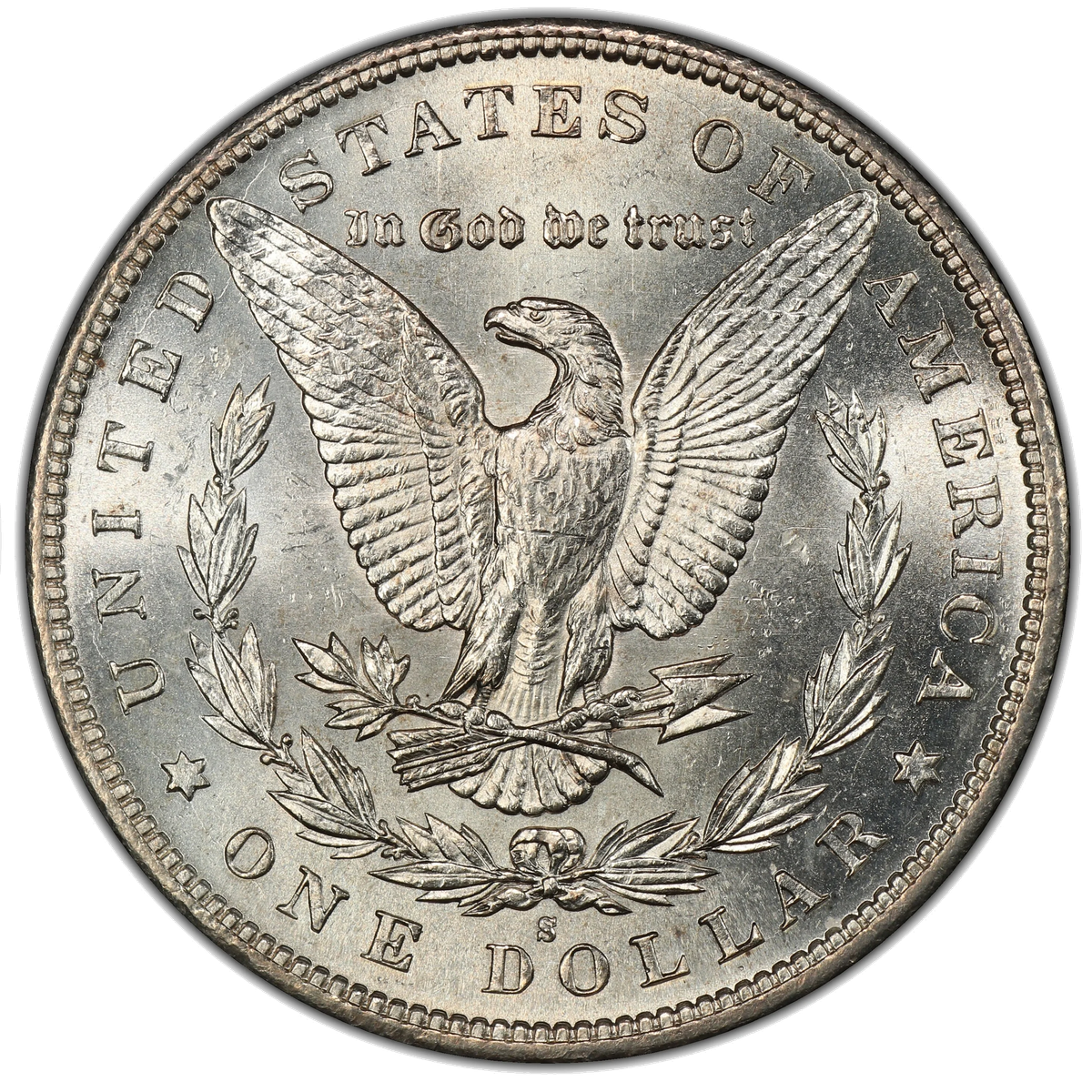 Genuine 1893-S Morgan dollar reverse with S mint mark