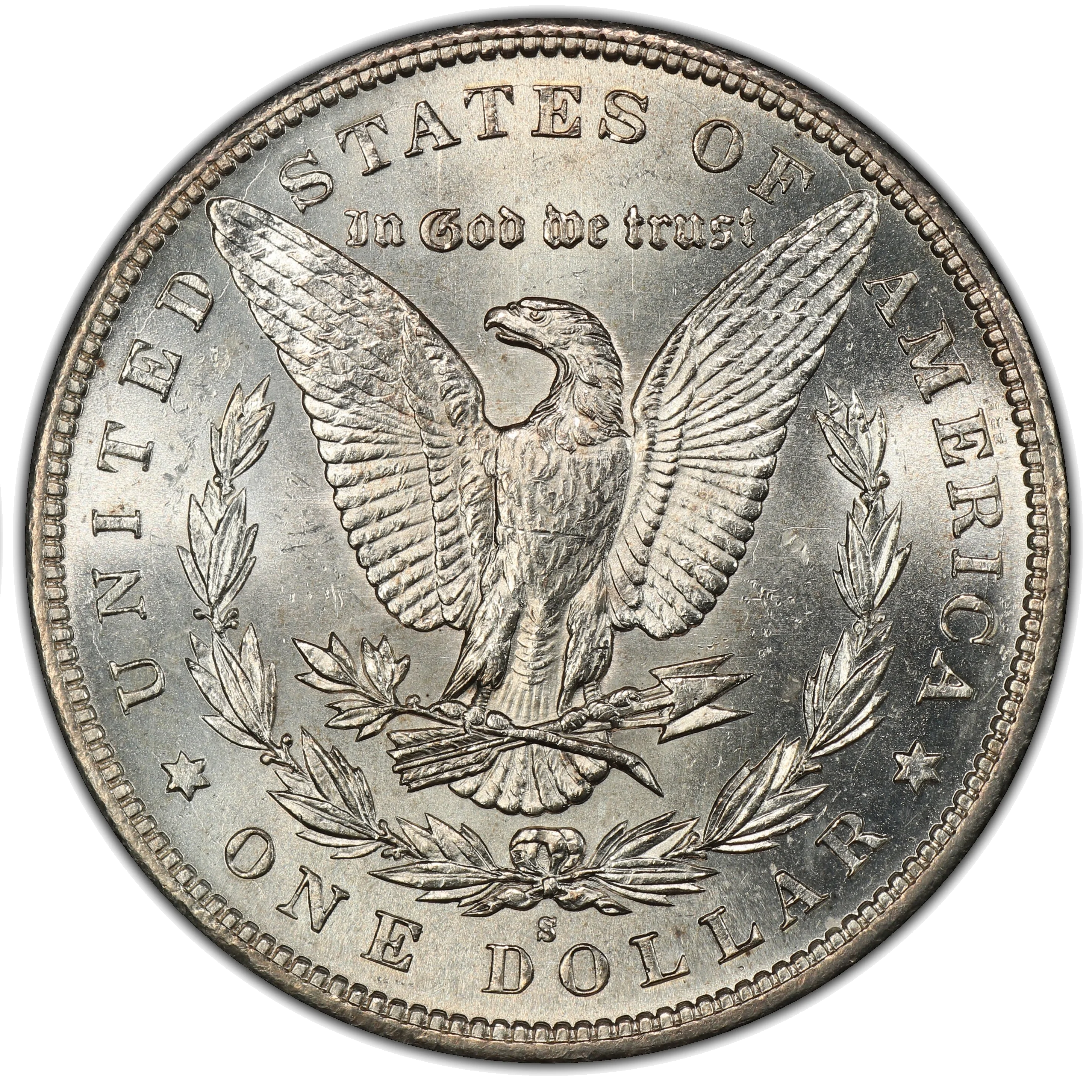 Genuine 1893-S Morgan dollar reverse with S mint mark