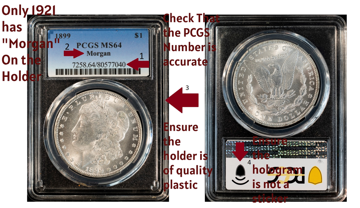 Counterfeit slab showing telltale differences
