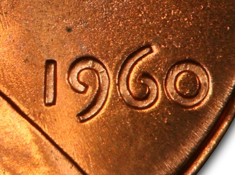 1960 large date Lincoln cent close-up
