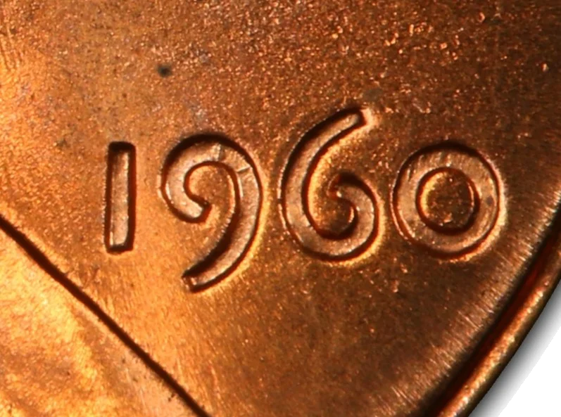 1960 large date Lincoln cent close-up