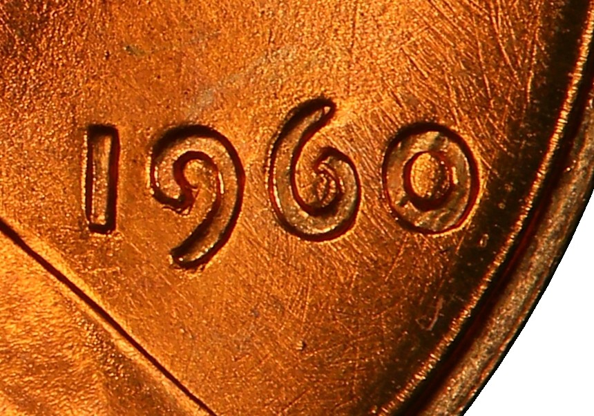 1960 small date Lincoln cent close-up