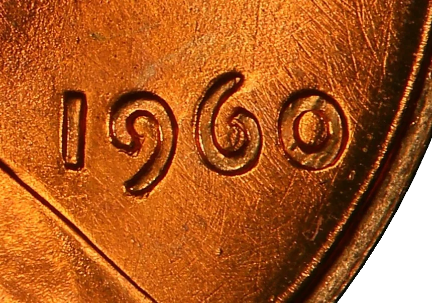 1960 small date Lincoln cent close-up