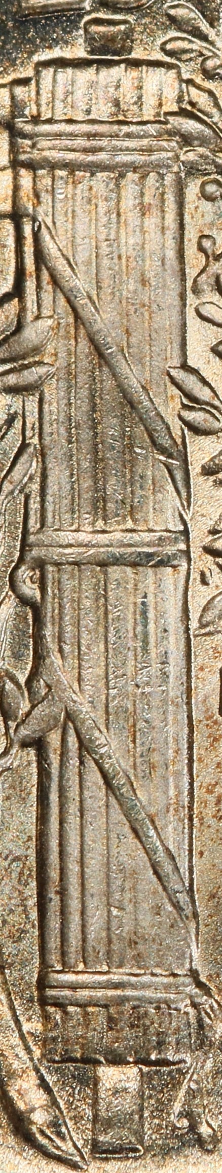 Mercury dime with Full Bands — clear split between horizontal bands